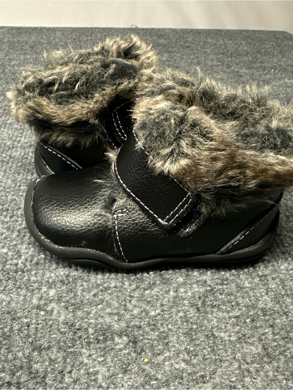 pediped Black Faux-Fur Cuff Kids Boots